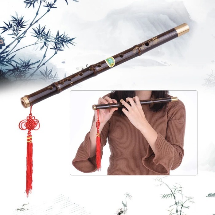 Flute Professional Black Bamboo Dizi Flute Traditional Handmade