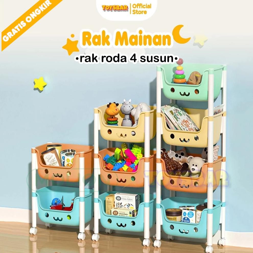 GIOR RAK MAINAN ANAK RAK DAPUR/KAMAR MANDI TEMPAT PENYIMPANAN MAINAN RAK RODA 4 SUSUN / RAK MAINAN A