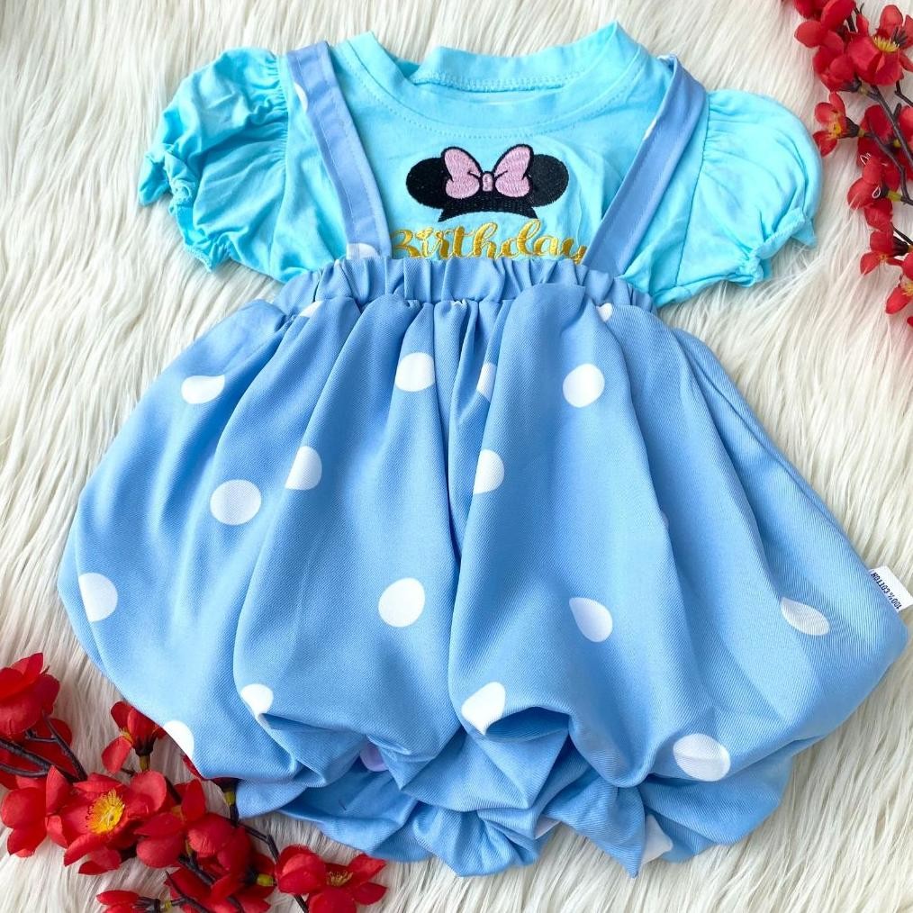 Baju dress balon motif polkadot lucu gemes fashion anak bayi cewek perempuan baby girl 0-6bulan mura