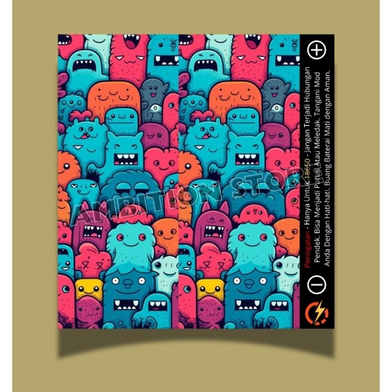 

*PromoTerjangkau* Ambitionstore Stiker Wrap Baterai 18650 Monster Series Pelindung Dan Penghias Untuk Segala Merek Garskin Premium / X Casing Case COD