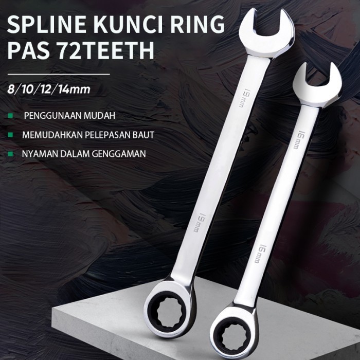 Isku Kunci Pas Rachet 10Mm Multifungsi Kunci Ring Pas Bolak Balik