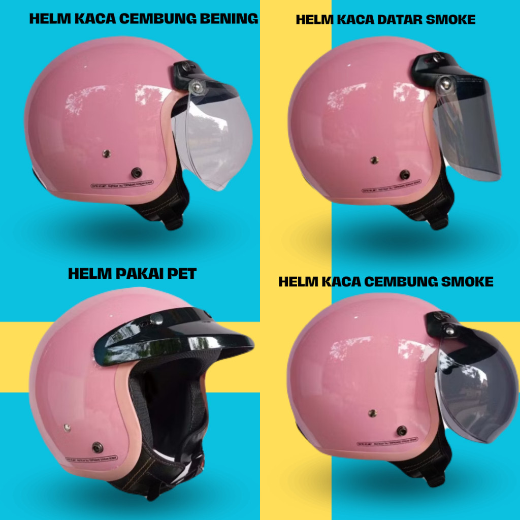 

*PromoTerjangkau* Helm Wanita Dewasa Bogo Solid Hijab List Pink Leher Sni Motorcyle Helmet Termurah Berkualitas Garskin Wrap Stiker Premium / X Casing Case COD