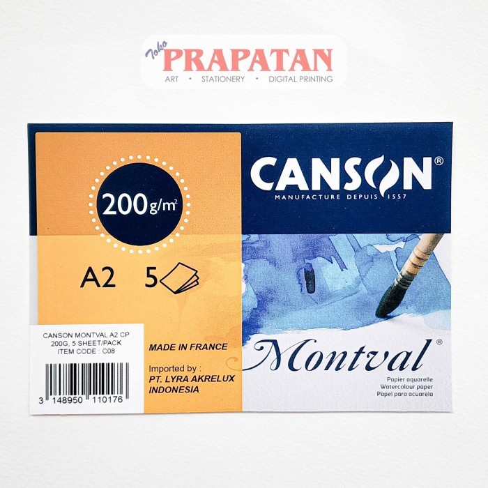 

Canson Montval Watercolor Paper A2 200gsm Kertas Cat Air