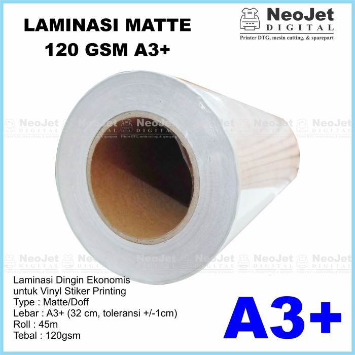 

Laminasi Dingin Matte Doff Buram 120 gsm A3+ Roll 45m / 50 Yard