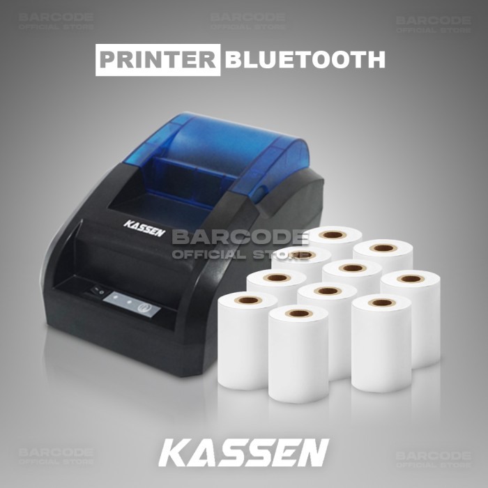 

TERLARIS! PAKET PRINTER BLUETOOTH KASSEN + KERTAS THERMAL 10 ROLL (CETAK STRUK)