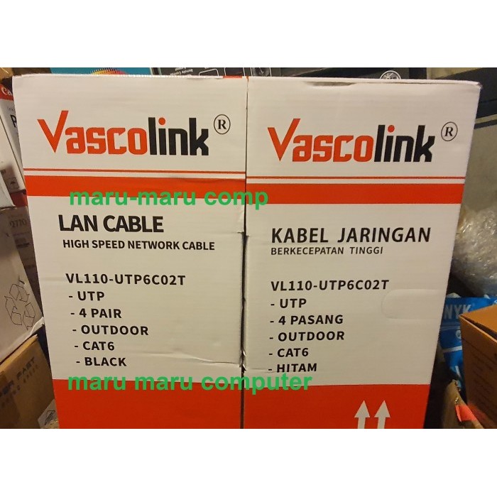 kabel lan vascolink cat 6 outdoor original / asli 1 box (dus)