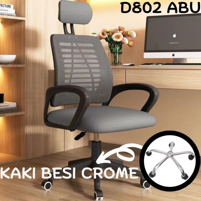 Kursi Kantor,Kursi Kantor Jaring Termurah - D802 Hitam, Polos