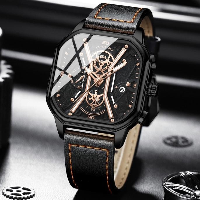 CRRJU Jam Tangan Pria Original Anti Air Crononya Aktif Bercahaya 2313 Terlaris