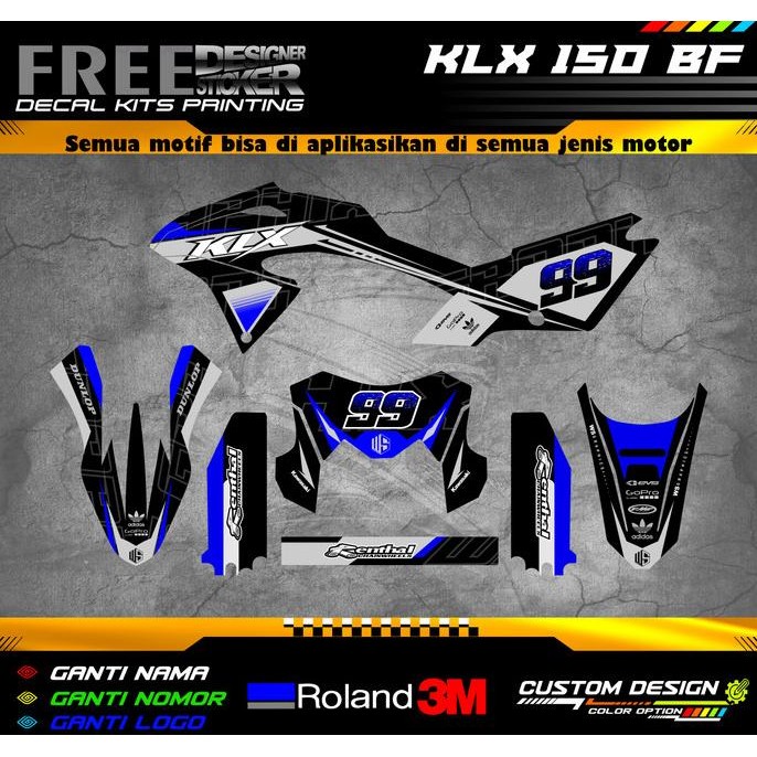 Decal Stiker Motor Kawasaki KLX 150 BF Custom Design WS009