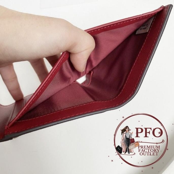 Ready COCH F31548 Small Wallet In Colorblock Sign Canvas Tan Rust Terlaris