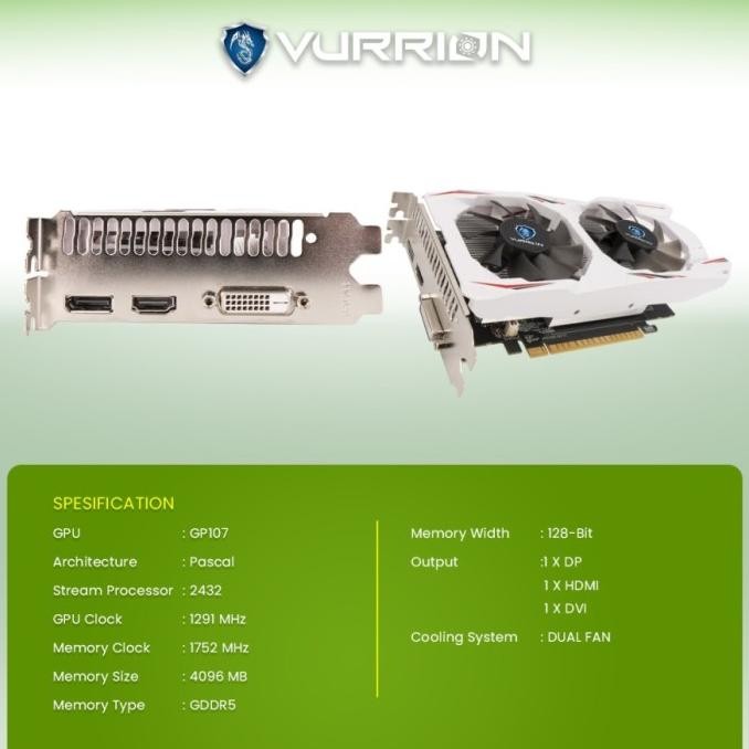 VURRION GTX 1050 Ti 4GB GDDR5 128-bit | VGA Card Vurrion GTX1050Ti