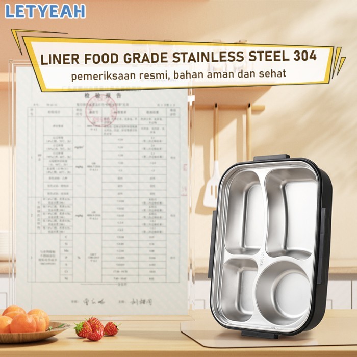 Letyeah Lunch box stainless anti tumpah/Kotak makan dengan mangkuk sup