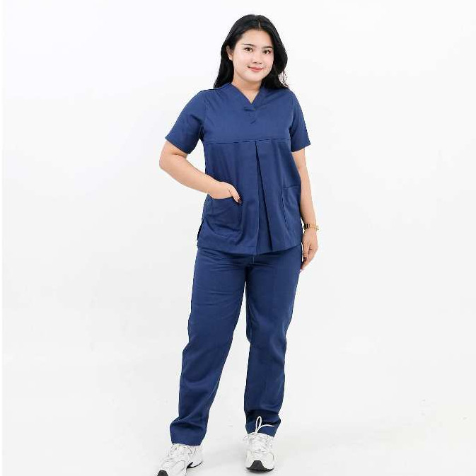 Gratis Ongkir Baju Scrub Drill Oka Kerah V Khusus Ibu Hamil Lengan Pendek