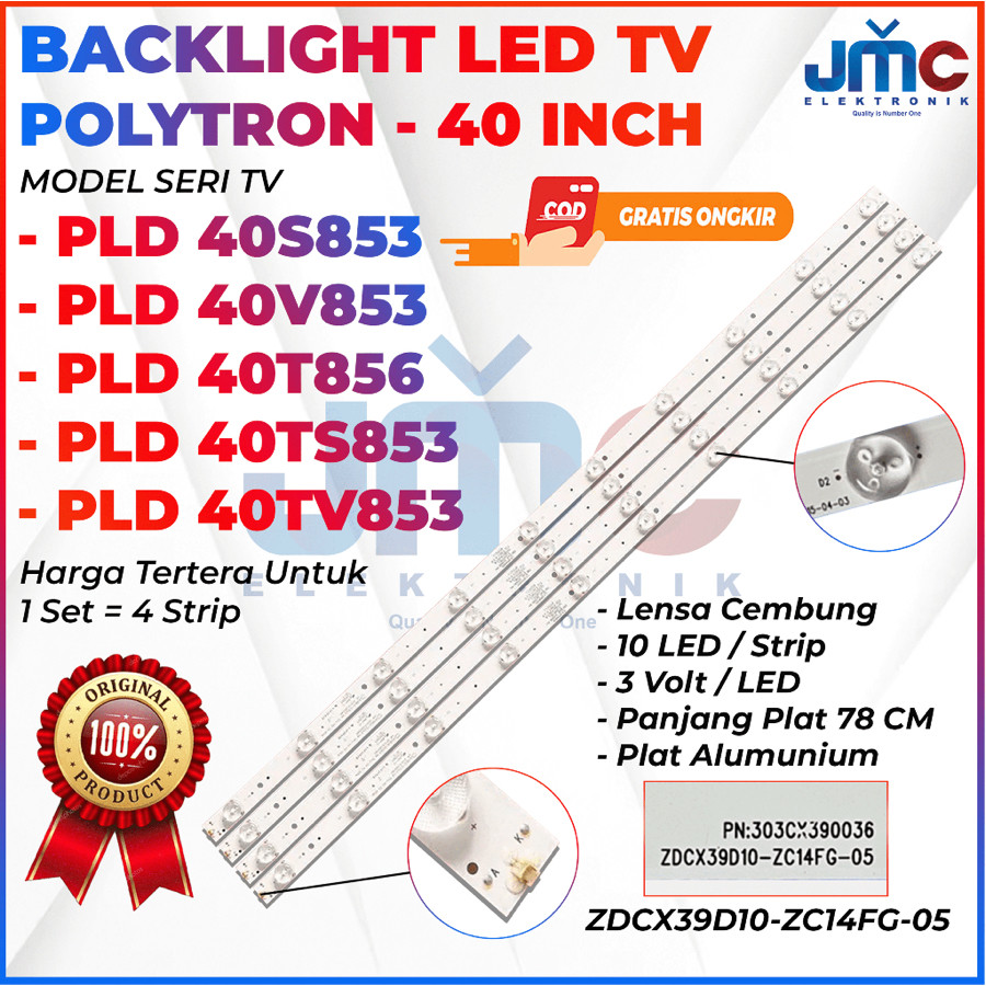 BACKLIGHT TV LED POLYTRON 40 INCH 40S853 40V853 40T856 40TS853 40TV853 PLD40S853 PLD40V853 PLD40T856