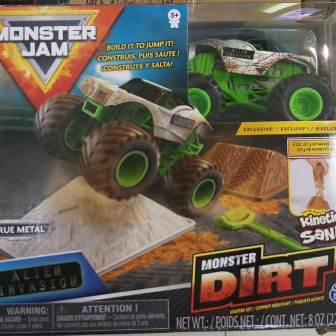 Monster Jam Alien Invasion Dirt kinetic sand spin master truck
