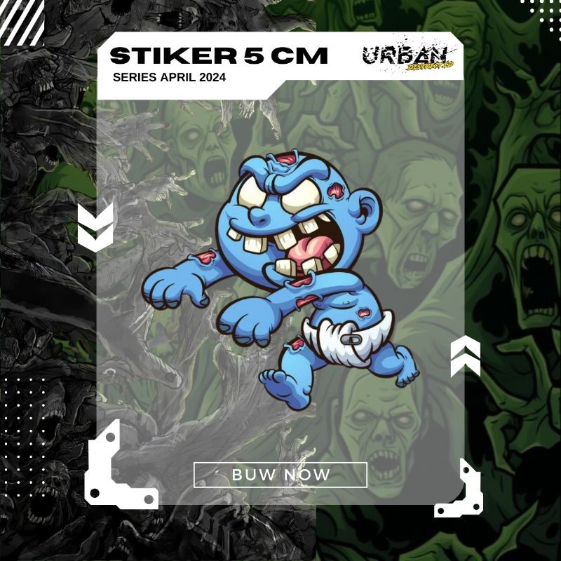 

*PromoTerjangkau* Urban Stiker Zombie 5 Cm Motor Laptop Mobil Label By District Id Garskin Wrap Premium / X Casing Case COD