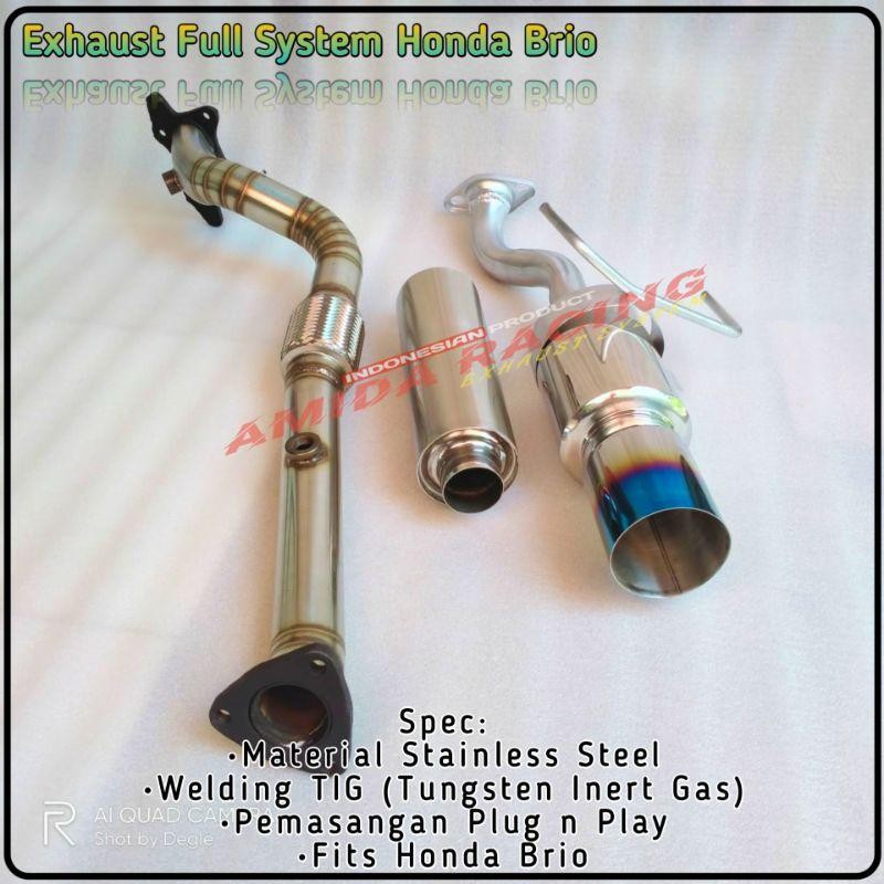 Knalpot Mobil Full System Brio Full Set Honda Brio Dowpipe Frontpipe Resonator Bolt On