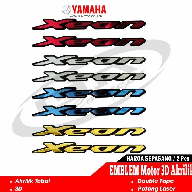 Emblem Logo Yamaha XEON Motor 3D Timbul Akrilik Variasi Modip sepasang NINO