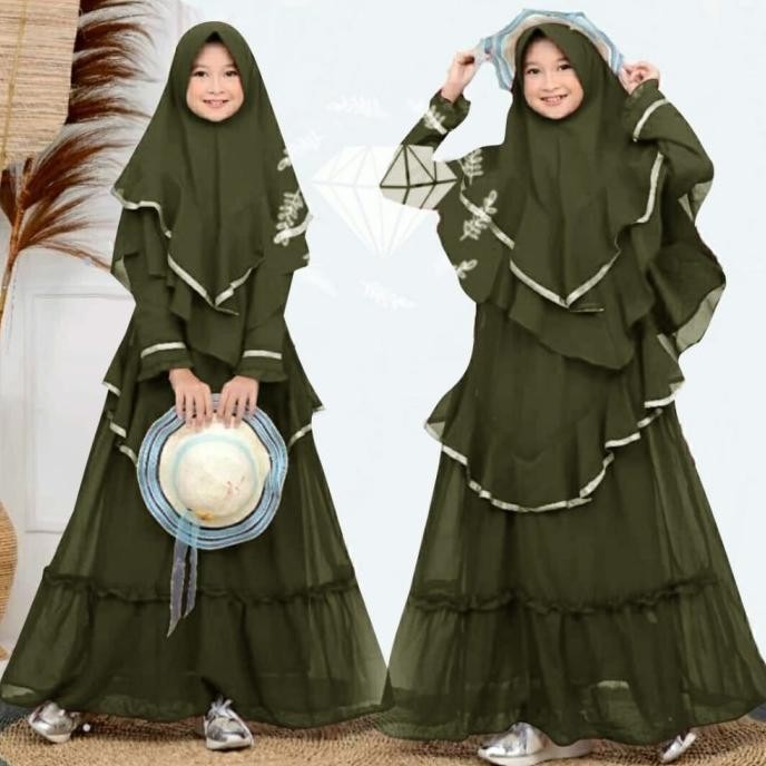 Baju Gamis Syari Muslim Anak Perempuan Terbaru Usia 6-9 Tahun Duvency