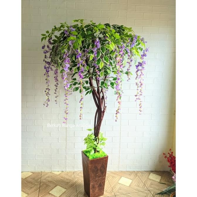 Pohon wisteria 170 artificial hiasan dekorasi rumah kantor pohon pojok