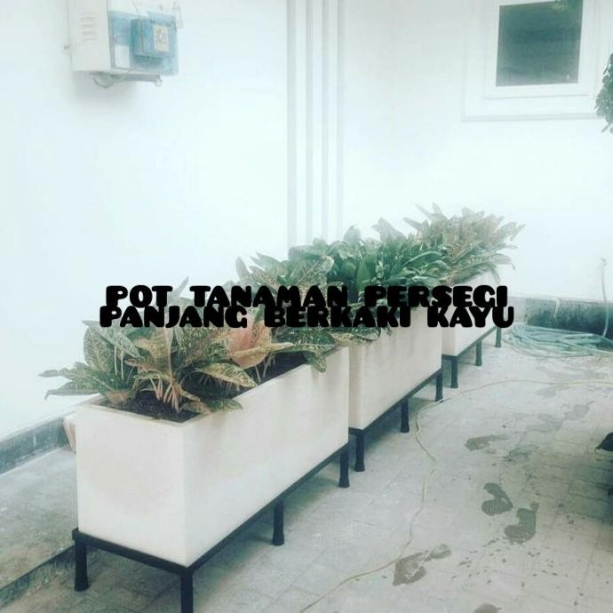pot tanaman persegi panjang berkaki kayu