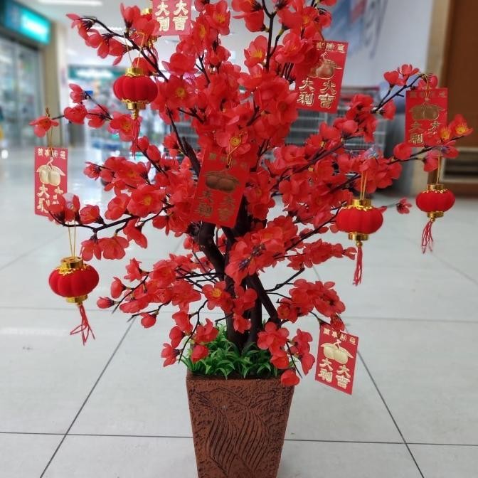 Pohon imlek meihua angpao sakura mehwa 87 cm hiasan lampion imlek