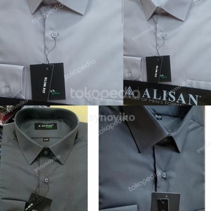 Kemeja modern pria polos Alisan slim fitt abu muda dan tua Terlaris