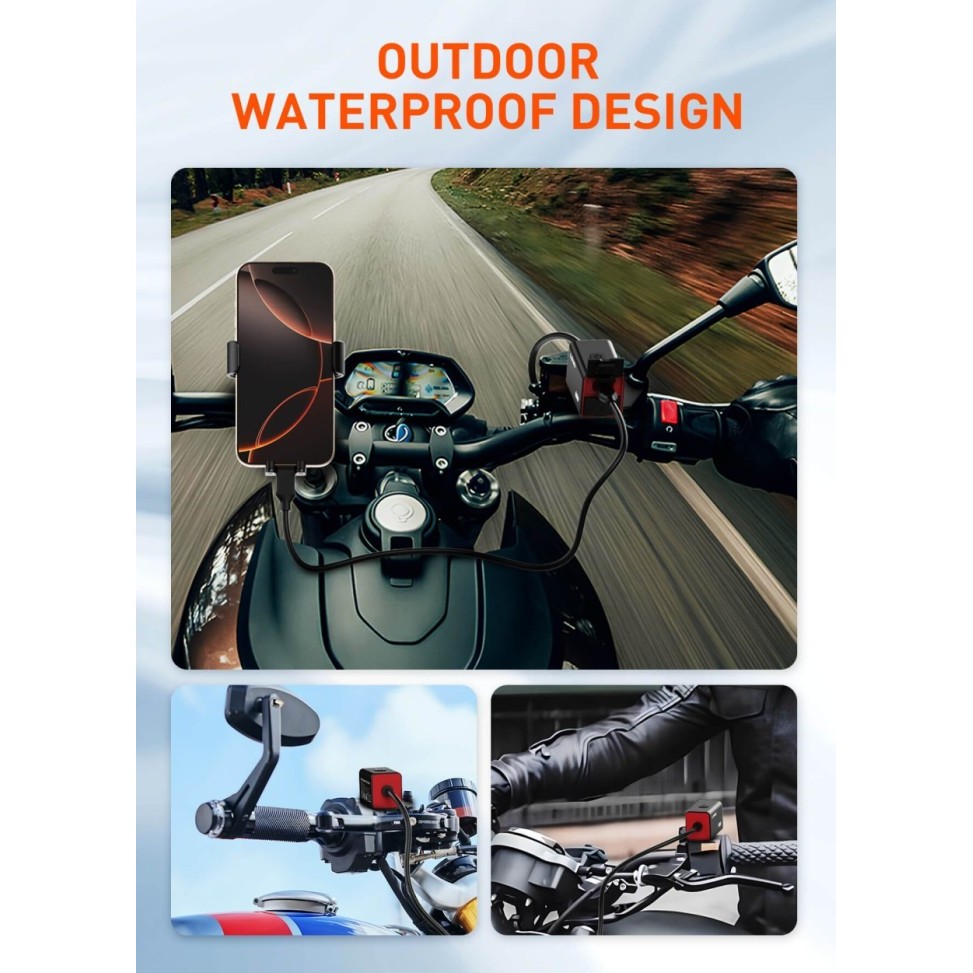 

SALE TERLARIS LDNIO C108 60W FAST CHARGER PD+QC3.0 IPX6 WATERPROOF MOTORCYCLE PHONE CHARGER READYY