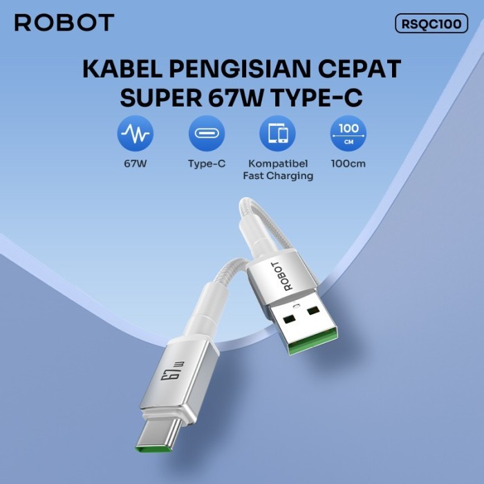 

SALE TERLARIS ROBOT RSQC100 KABEL DATA FAST CHARGING MICRO USB TO TYPE C 67W ANDROID READYY