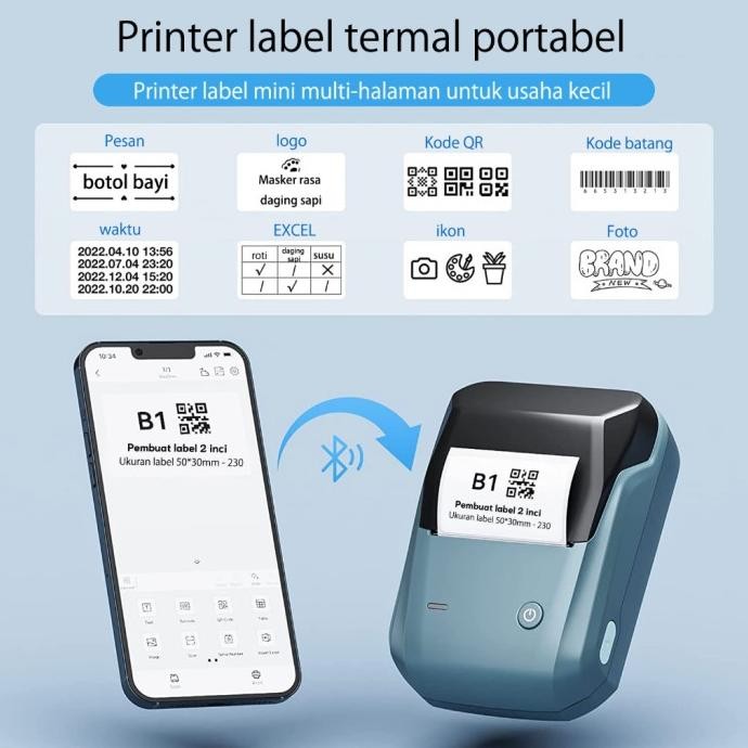 

Pencetak Label Thermal Bluetooth Portabel Niimbot B1 Stiker
