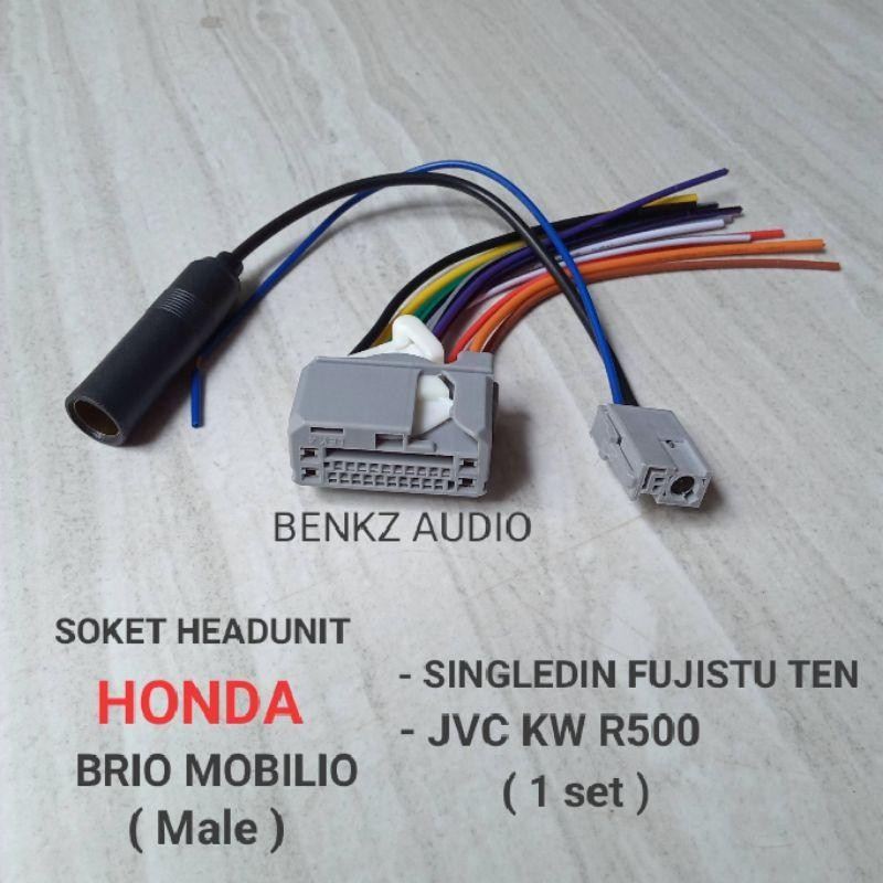 Soket Head Unit Tape Honda Brio Mobilio Jvc Kw R500 Dan Singeldin Fujistu Ten Male