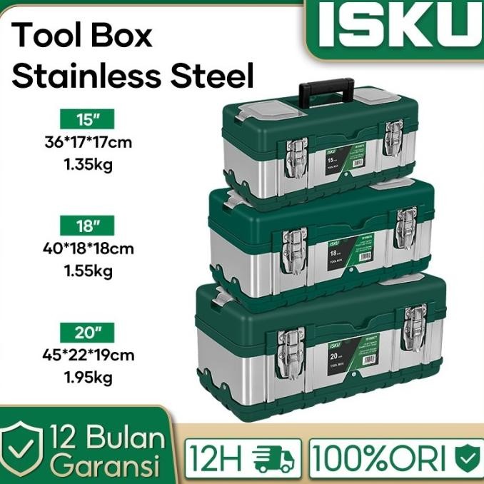 ISKU Tool box Besar 20 Inch Box Tahan lama Toolbox Kotak Peralatan Perkakas/kotak perkakas 17inch/ko