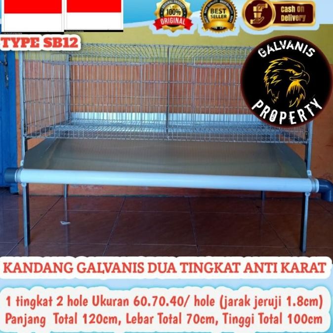 kandang hewan / kandang kelinci bahan galvanis anti karat 2 hole/pintu