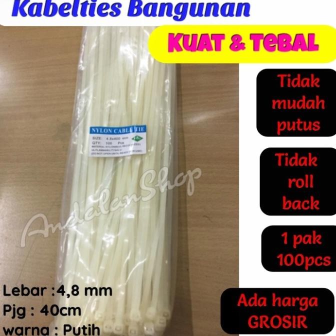 

Promo Kabel tis putih 4,8 X 400mm/ kabel ties 40cm murah/ nylon cable tie COD
