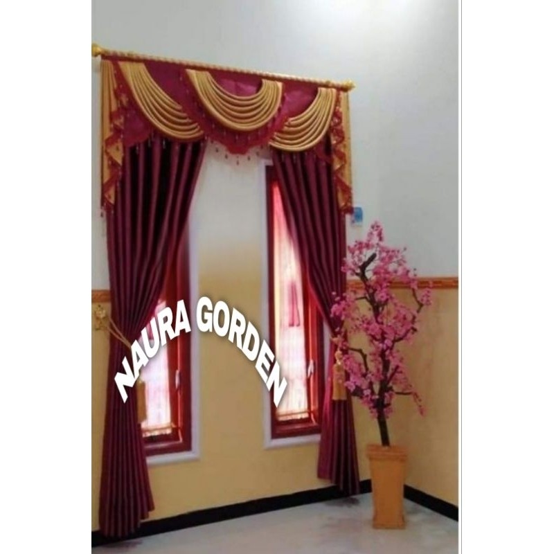 Dapatkan Gorden Poni Gelombang Spanyol Satu Set Gorden Sultan Mewah Cantik Lebar 2 Meter Jendela