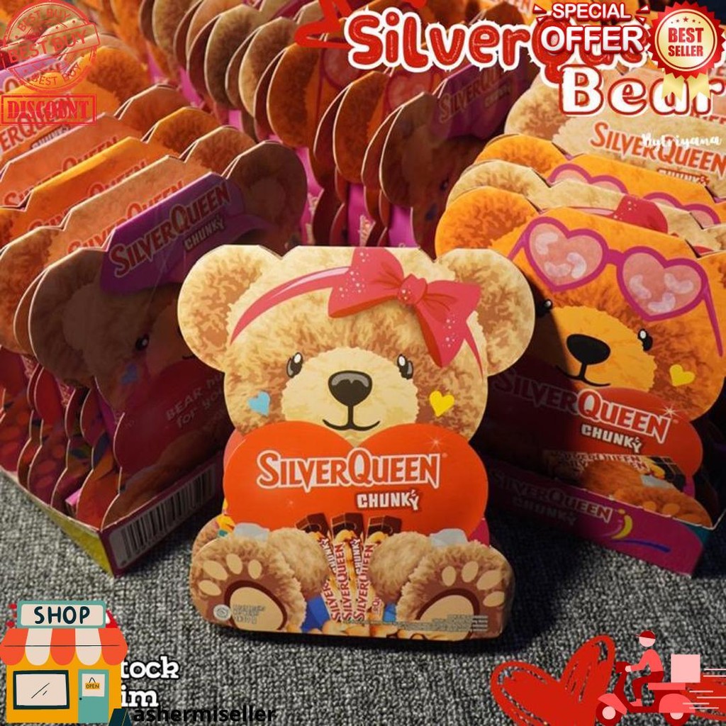 

Silverqueen Bear Beruang Chunky Bar Cokelat Valentine Cashew Special Edition 3X30 Gr D Promo Puncak