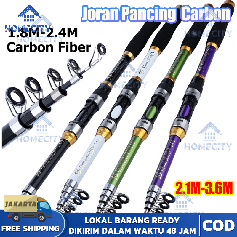 Joran Pancing Portable High Carbon Joran Laut Telescopic Antena Tongkat Pancing Ikan Laut Teleskopik
