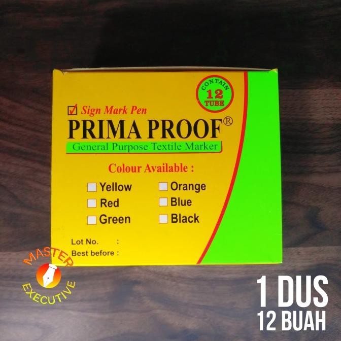 

Sale [Dus - 12 Buah] Prima Proof Mark Pen Yellow / Spidol Kain Kuning