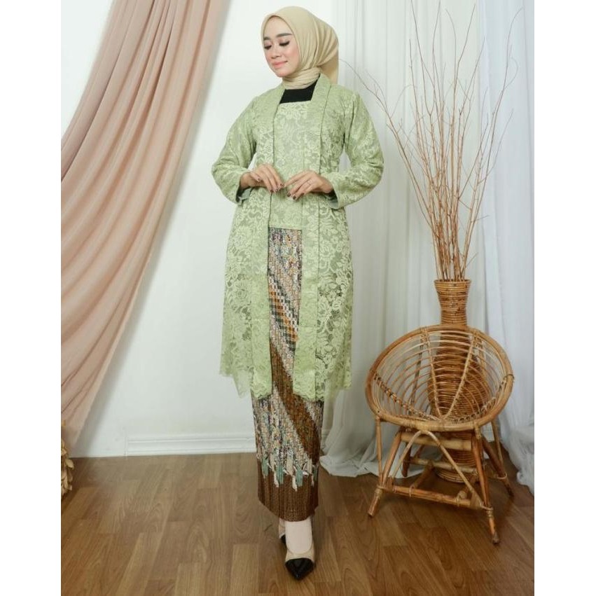 Murah D26 Setelan Kebaya Kutu Baru Tunik Brokat Wanita Hijab Muslim Modern