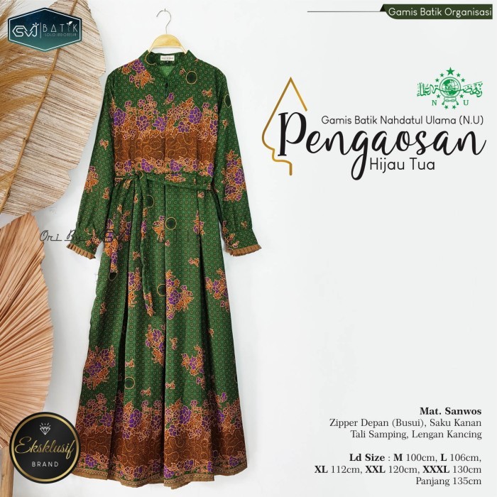 Gamis muslimat NU warna hijau tua baju pengajian seragaman