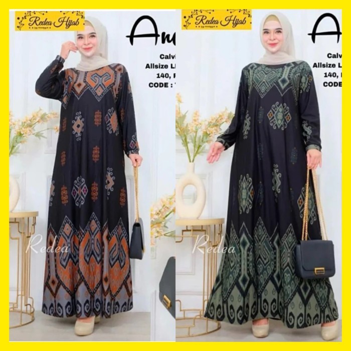 GAMIS KAOS CALVIN JEANS BATIK JUMBO DRESS PANJANG WANITA MUSLIM TEBAL
