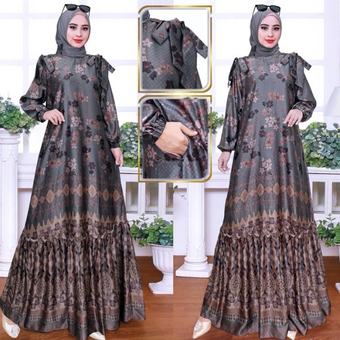 Gamis Motif silk premium Gamis silk premium Gamis sutra silk Gamis kondangan motif