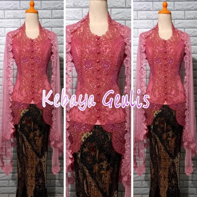Sale Set Kebaya Merak Modern Kebaya Pesta Kerah Sunda +Selendang +Prisket