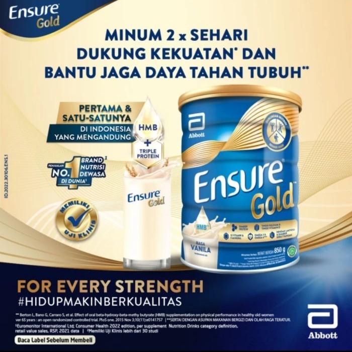 

susu Ensure Gold Vanila 850gr orang tua lansia 850gram vanilla 850g