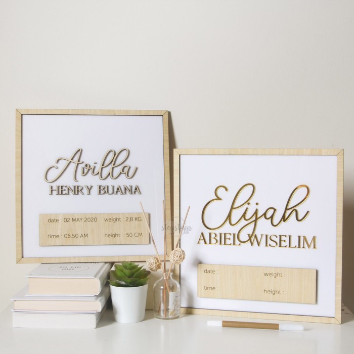 

Baby Board Name Gold / Birth Board Customized / Papan Nama Bayi Lahir