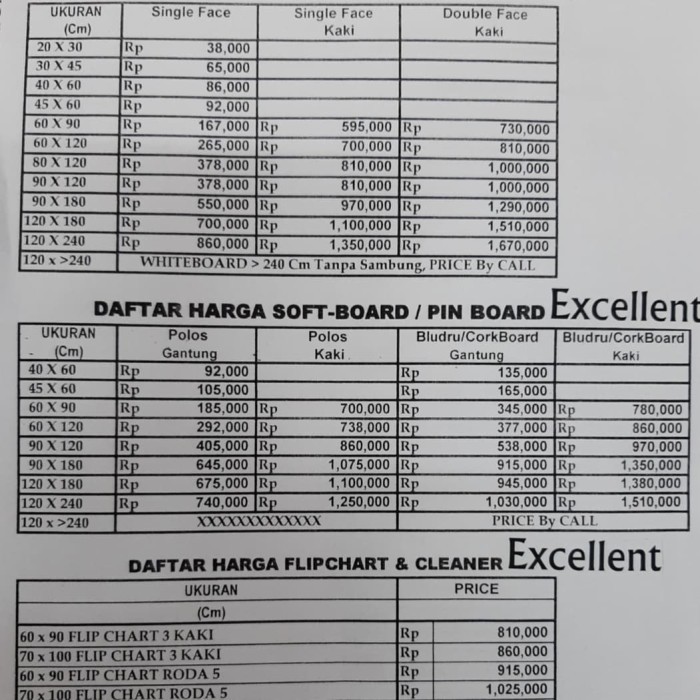

Papan tulis White board uk 90x120free ongkir untuk Wilayah Dk