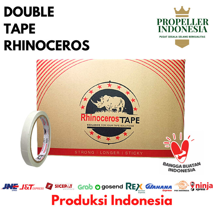 

Double Tape Putih RHINOCEROS Tape 12mm x 10m @288Pcs/Dus