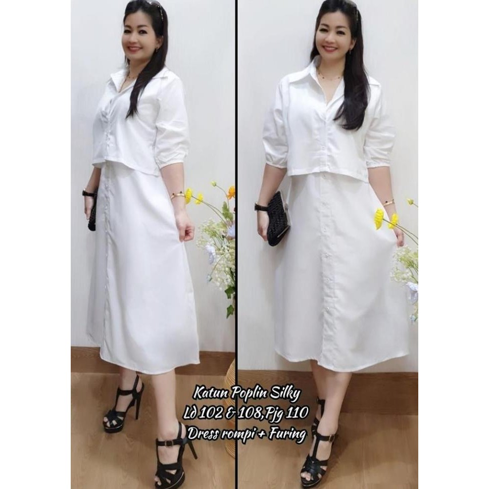 Limited Jess Dress - - Katun Dress Dress Putih Poplin Korea Wanita Best