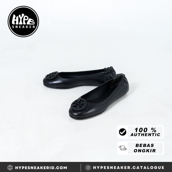 Sepatu TORY BURCH MINNIE BALLERINA BLACK 100% ORIGINAL