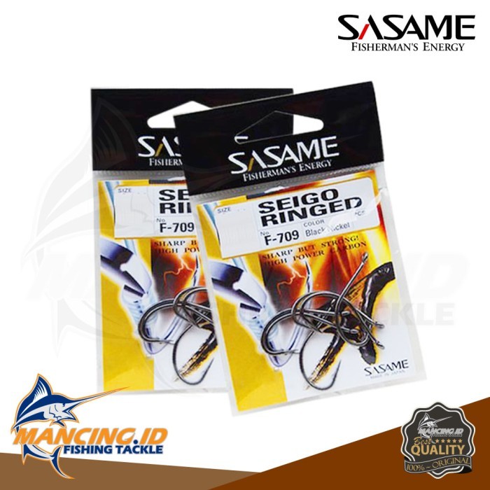 Sasame Carbon Seigo Ringed F-709 Pancing Mata Kail Hook Made in Japan